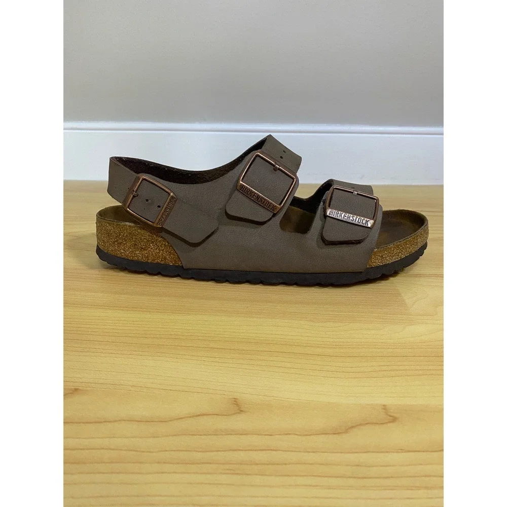 Birkenstock Milano Mocha Birkibuc Sandals Brown Backstrap Size 40 L9 M7